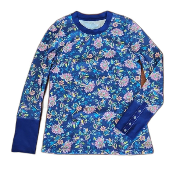 Sundance Tops - Sundance Floral Thermal Long Sleeve Top, Blue/Pink, Size M